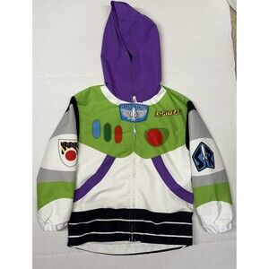 Buzz Lightyear Jacket Kids 5/6 Space Ranger Zip Hooded Costume Jet Pack Laser
